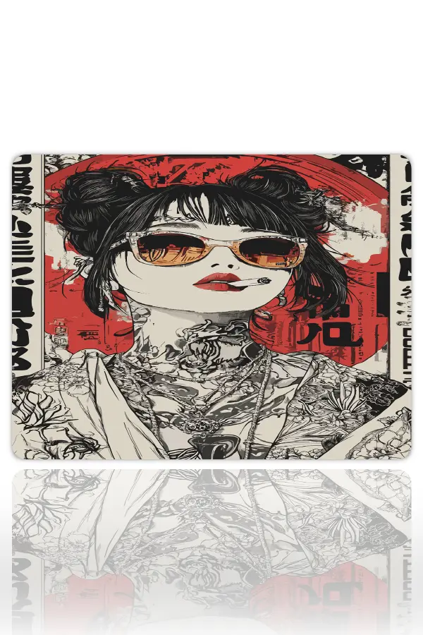 Cherry Bomb Geisha Gaming oyuncu Mouse pad Kaydırmaz Kauçuk Dikişli Kenar 40X30 cm