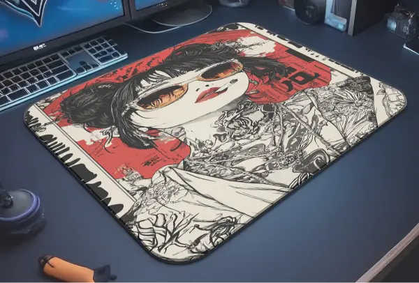 Cherry Bomb Geisha Gaming oyuncu Mouse pad Kaydırmaz Kauçuk Dikişli Kenar 40X30 cm