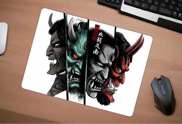 Hellbound Faces Gaming oyuncu Mouse pad Kaydırmaz Kauçuk Dikişli Kenar 480X400X4 Mm