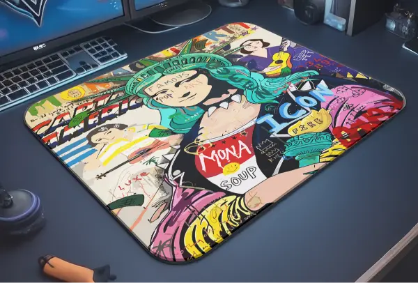 Mona Pop Gaming oyuncu Mouse pad Kaydırmaz Kauçuk Dikişli Kenar 480X400X4 Mm