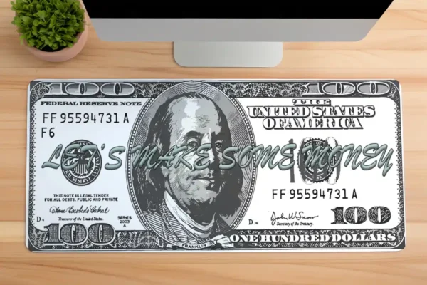 100 Dolar Let's Make Money Gaming oyuncu Mousepad Kaydırmaz Kauçuk Dikişli Kenar 70x30 cm Mousepad