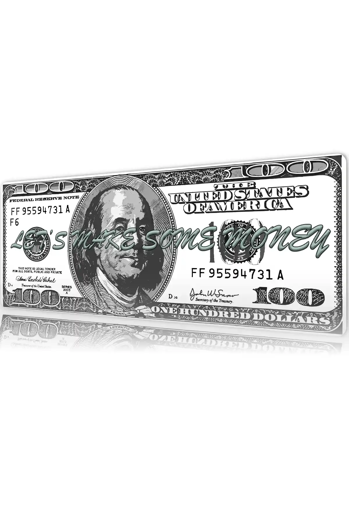 100 Dolar Let's Make Money Gaming oyuncu Mousepad Kaydırmaz Kauçuk Dikişli Kenar 70x30 cm Mousepad