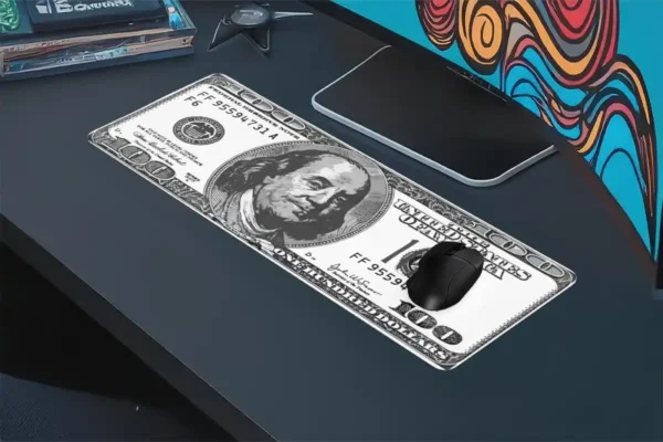 100 Dolar Gaming oyuncu Mousepad Kaydırmaz Kauçuk Dikişli Kenar 70x30 cm Mousepad