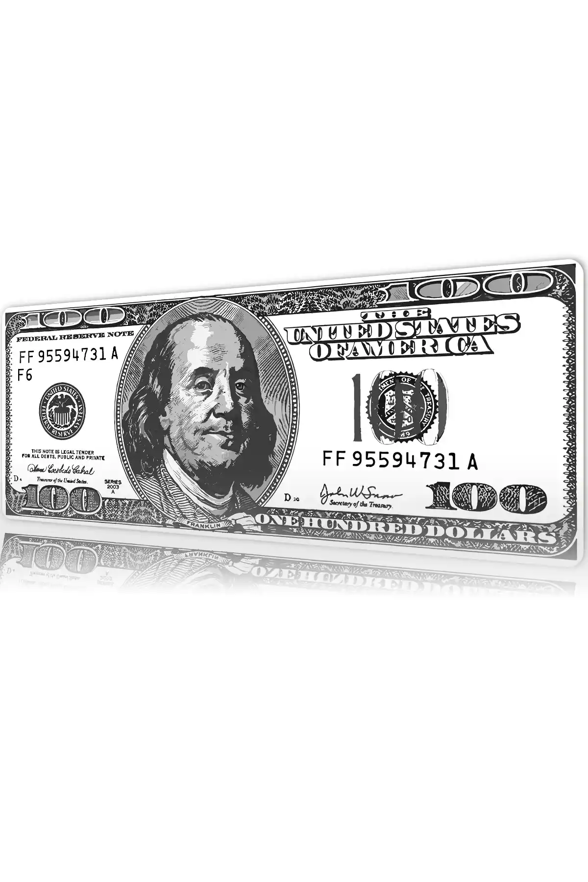 100 Dolar Gaming oyuncu Mousepad Kaydırmaz Kauçuk Dikişli Kenar 70x30 cm Mousepad