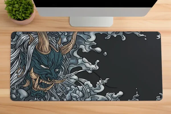 etsy103dikdortgen1 Smoke Fang Gaming oyuncu Mousepad Kaydırmaz Kauçuk Dikişli Kenar 80x30 cm Mousepad