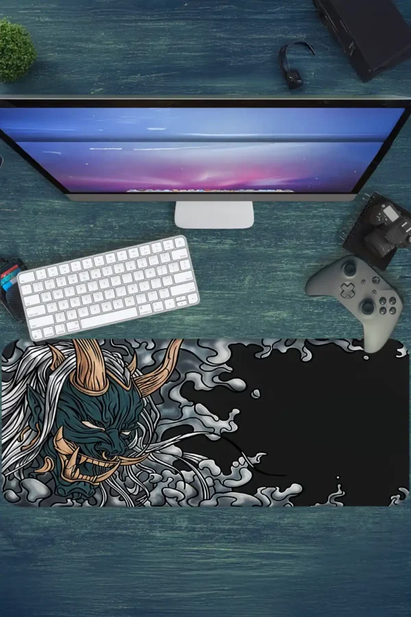 etsy103dikdortgen2 Smoke Fang Gaming oyuncu Mousepad Kaydırmaz Kauçuk Dikişli Kenar 80x30 cm Mousepad