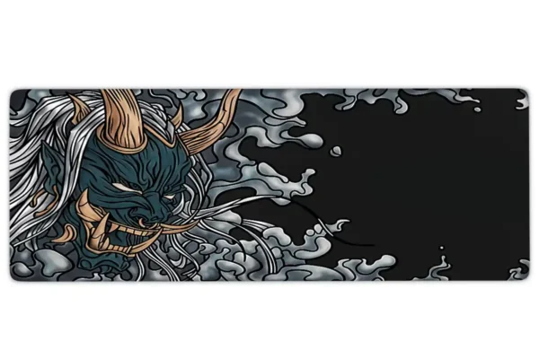 etsy103dikdortgen3 Smoke Fang Gaming oyuncu Mousepad Kaydırmaz Kauçuk Dikişli Kenar 80x30 cm Mousepad