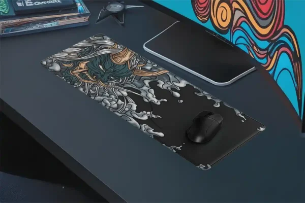 etsy103dikdortgen4 Smoke Fang Gaming oyuncu Mousepad Kaydırmaz Kauçuk Dikişli Kenar 80x30 cm Mousepad