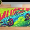 Araba Modelleri Gaming oyuncu Mousepad Kaydırmaz Kauçuk Dikişli Kenar 70x30 cm Mousepad