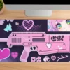 etsy114dikdortgen1 Kawaii Blaster Gaming oyuncu Mousepad Kaydırmaz Kauçuk Dikişli Kenar 80X30 cm Mousepad