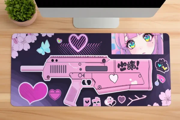 etsy114dikdortgen1 Kawaii Blaster Gaming oyuncu Mousepad Kaydırmaz Kauçuk Dikişli Kenar 80X30 cm Mousepad