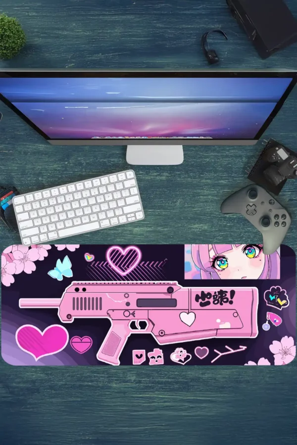 etsy114dikdortgen2 Kawaii Blaster Gaming oyuncu Mousepad Kaydırmaz Kauçuk Dikişli Kenar 80X30 cm Mousepad