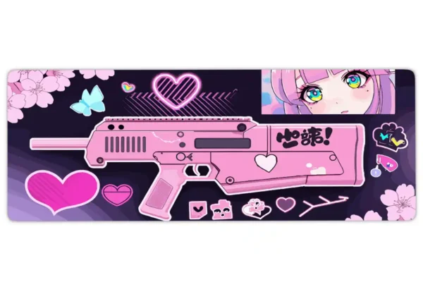 etsy114dikdortgen3 Kawaii Blaster Gaming oyuncu Mousepad Kaydırmaz Kauçuk Dikişli Kenar 80X30 cm Mousepad