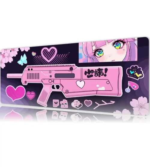 etsy114dikdortgen5 Kawaii Blaster Gaming oyuncu Mousepad Kaydırmaz Kauçuk Dikişli Kenar 80X30 cm Mousepad