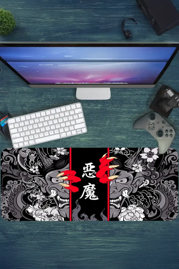 Hands of the Oni Gaming oyuncu Mousepad Kaydırmaz Kauçuk Dikişli Kenar 90×40 cm Mousepad