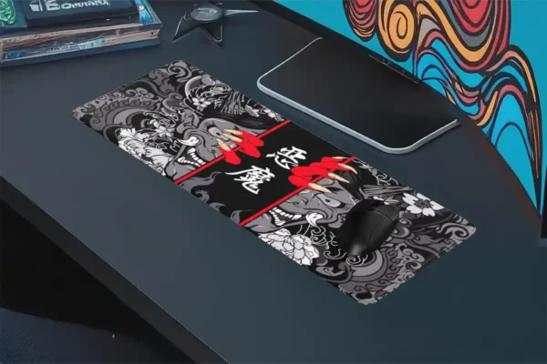 Hands of the Oni Gaming oyuncu Mousepad Kaydırmaz Kauçuk Dikişli Kenar 90×40 cm Mousepad
