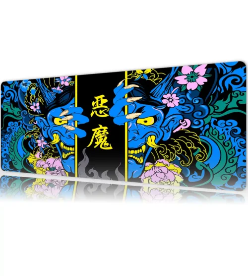 Hands of the Oni Blue Gaming oyuncu Mousepad Kaydırmaz Kauçuk Dikişli Kenar 90×40 cm Mousepad