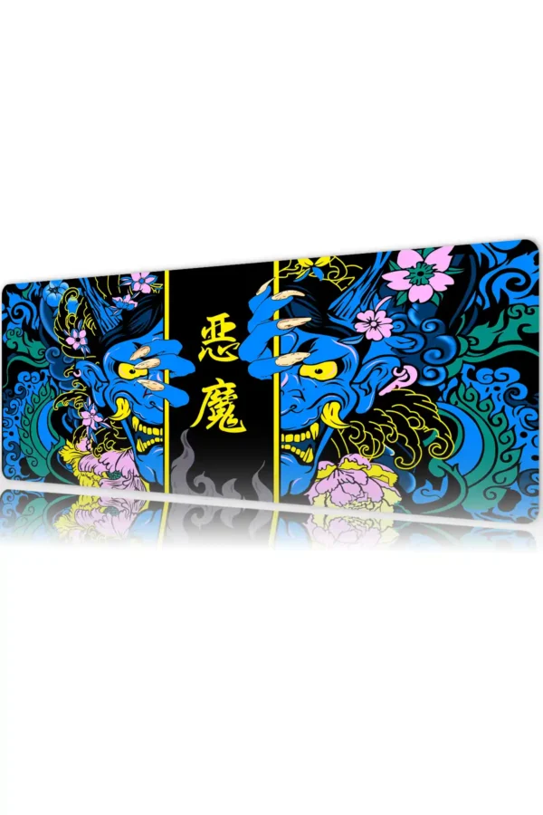 Hands of the Oni Blue Gaming oyuncu Mousepad Kaydırmaz Kauçuk Dikişli Kenar 90×40 cm Mousepad