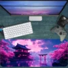 etsy125dikdortgen2 Neon Sakura Dreams Gaming oyuncu Mousepad Kaydırmaz Kauçuk Dikişli Kenar 80x30 cm Mousepad