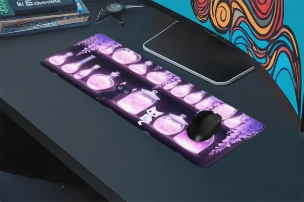 Magic Potion Cats Gaming oyuncu Mousepad Kaydırmaz Kauçuk Dikişli Kenar 80x30 cm Mousepad