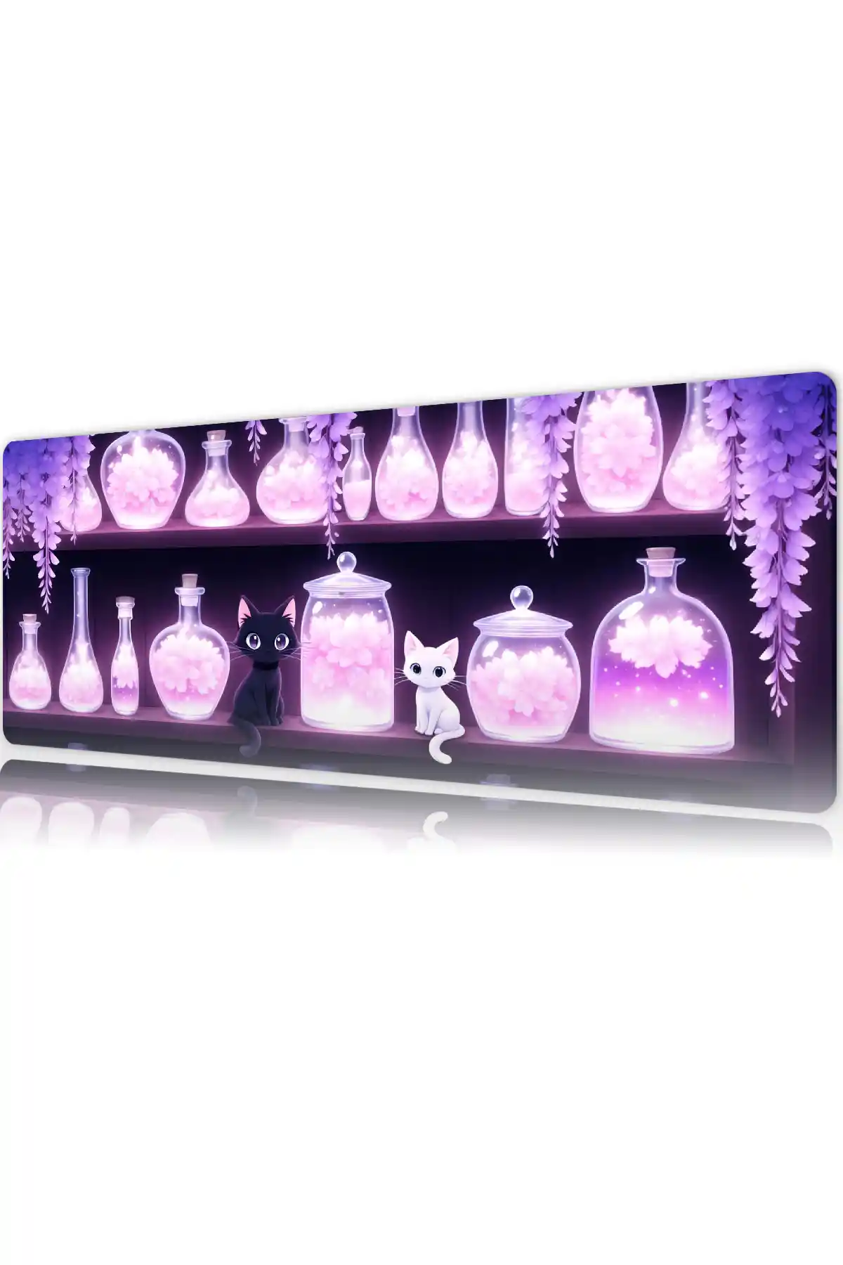 Magic Potion Cats Gaming oyuncu Mousepad Kaydırmaz Kauçuk Dikişli Kenar 80x30 cm Mousepad