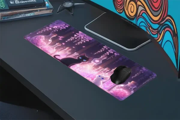 etsy133dikdortgen4 Potion Garden Cats Gaming oyuncu Mousepad Kaydırmaz Kauçuk Dikişli Kenar 90×40 cm Mousepad