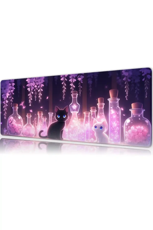 etsy133dikdortgen5 Potion Garden Cats Gaming oyuncu Mousepad Kaydırmaz Kauçuk Dikişli Kenar 90×40 cm Mousepad