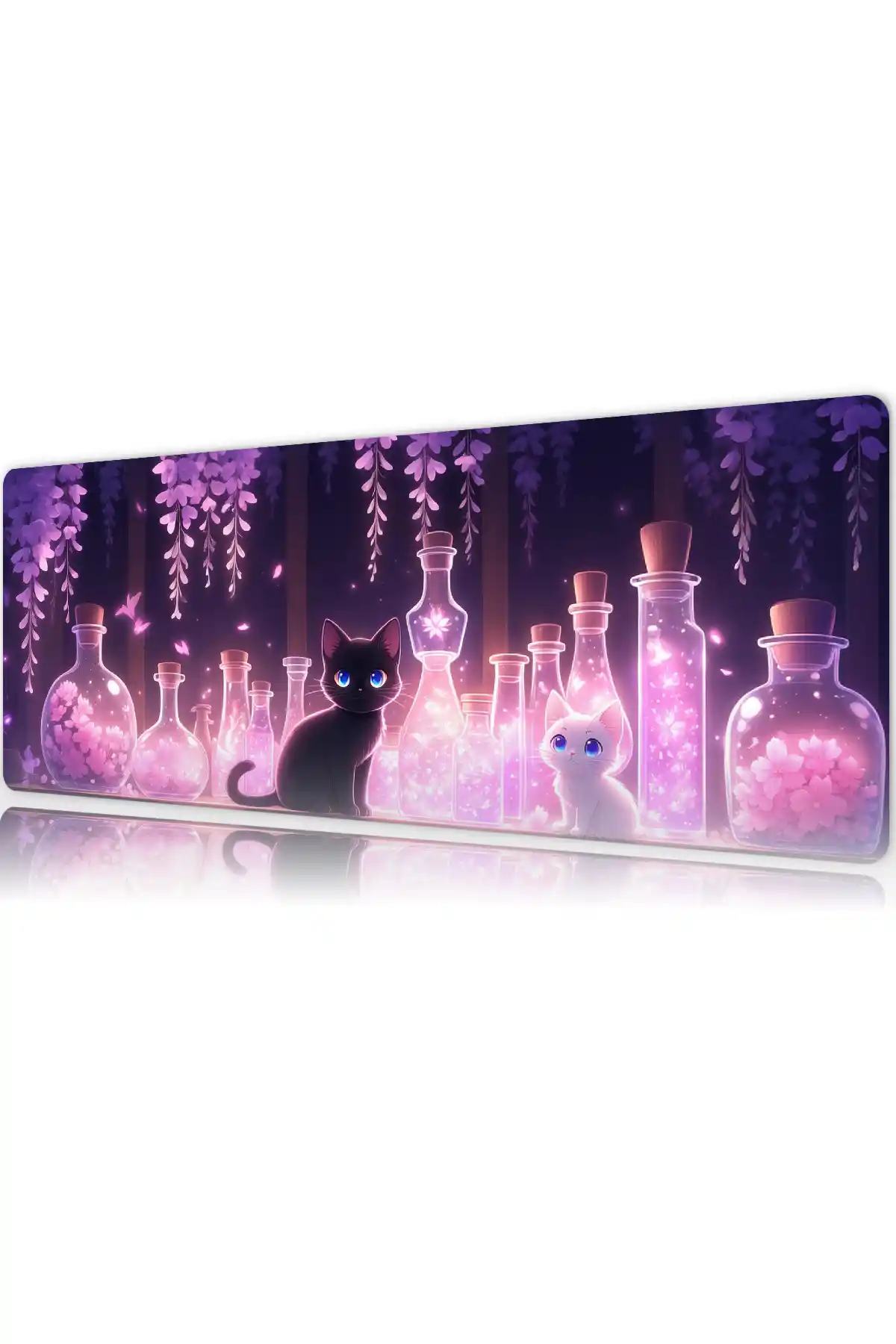 etsy133dikdortgen5 Potion Garden Cats Gaming oyuncu Mousepad Kaydırmaz Kauçuk Dikişli Kenar 90×40 cm Mousepad