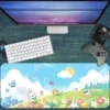 etsy134dikdortgen2 Sunny Bunny Meadow Cats Gaming oyuncu Mousepad Kaydırmaz Kauçuk Dikişli Kenar 80x30 cm Mousepad