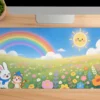 etsy135dikdortgen1 Sunny Meadow Cats Gaming oyuncu Mousepad Kaydırmaz Kauçuk Dikişli Kenar 90×40 cm Mousepad