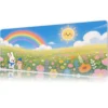 etsy135dikdortgen5 Sunny Meadow Cats Gaming oyuncu Mousepad Kaydırmaz Kauçuk Dikişli Kenar 90×40 cm Mousepad