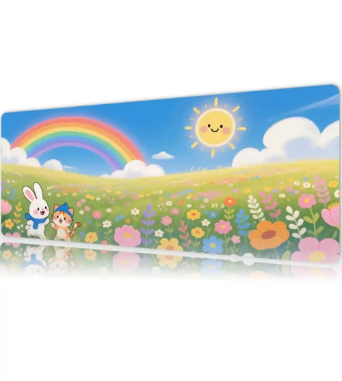 Sunny Meadow Cats Gaming oyuncu Mousepad Kaydırmaz Kauçuk Dikişli Kenar 80x30 cm Mousepad