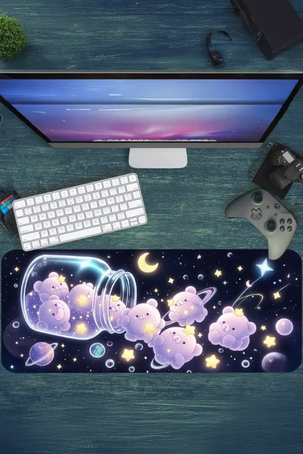 Starry Bears Gaming oyuncu Mousepad Kaydırmaz Kauçuk Dikişli Kenar 80x30 cm Mousepad