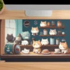 etsy139dikdortgen1 Cat Café Gaming oyuncu Mousepad Kaydırmaz Kauçuk Dikişli Kenar 80x30 cm Mousepad