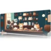 etsy139dikdortgen5 Cat Café Gaming oyuncu Mousepad Kaydırmaz Kauçuk Dikişli Kenar 80x30 cm Mousepad