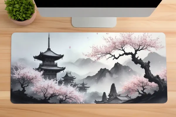 Sakura Serenity Gaming oyuncu Mousepad Kaydırmaz Kauçuk Dikişli Kenar 80x30 cm Mousepad