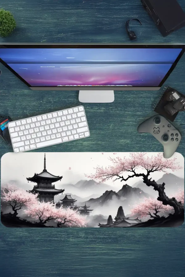 Sakura Serenity Gaming oyuncu Mousepad Kaydırmaz Kauçuk Dikişli Kenar 80x30 cm Mousepad