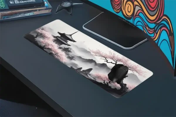Sakura Serenity Gaming oyuncu Mousepad Kaydırmaz Kauçuk Dikişli Kenar 80x30 cm Mousepad