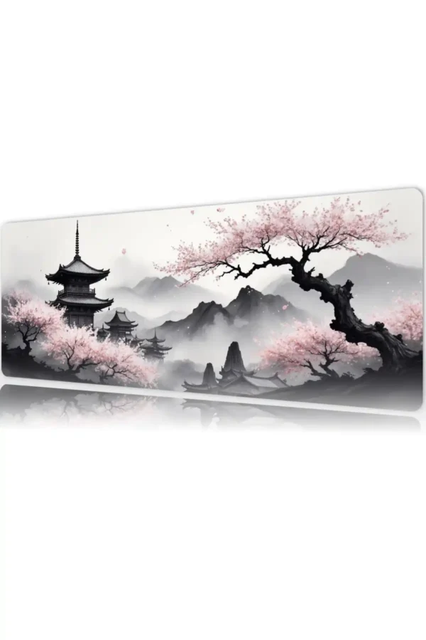 Sakura Serenity Gaming oyuncu Mousepad Kaydırmaz Kauçuk Dikişli Kenar 80x30 cm Mousepad