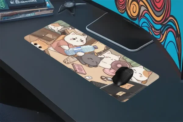 etsy144dikdortgen4 Lazy Whiskers Gaming oyuncu Mousepad Kaydırmaz Kauçuk Dikişli Kenar 80x30 cm Mousepad