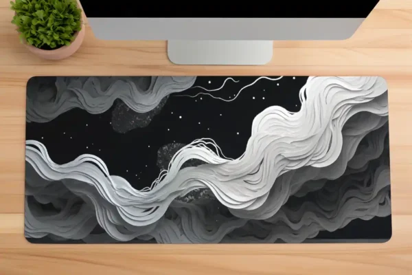Lunar Waves Gaming oyuncu Mousepad Kaydırmaz Kauçuk Dikişli Kenar 80x30 cm Mousepad