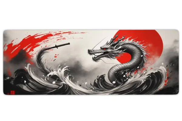 etsy146dikdortgen3 Blade of the Dragon Gaming oyuncu Mousepad Kaydırmaz Kauçuk Dikişli Kenar 80x30 cm Mousepad