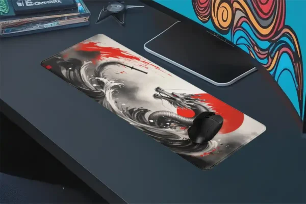 etsy146dikdortgen4 Blade of the Dragon Gaming oyuncu Mousepad Kaydırmaz Kauçuk Dikişli Kenar 80x30 cm Mousepad