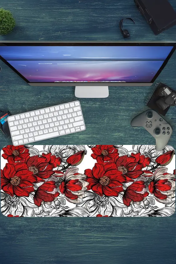 Scarlet Grace Gaming oyuncu Mousepad Kaydırmaz Kauçuk Dikişli Kenar 80x30 cm Mousepad