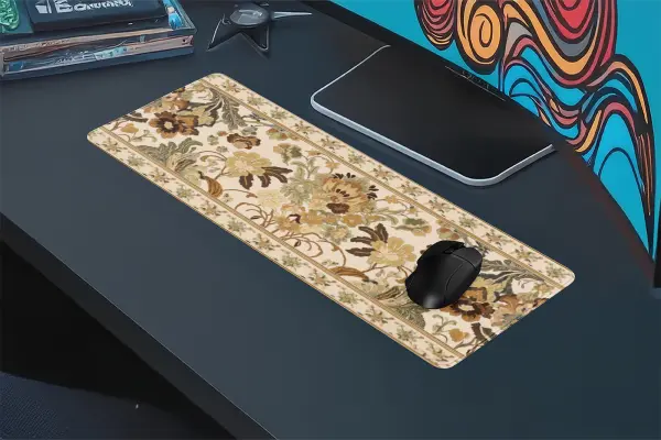Halı Desenleri Golden Heritage Gaming oyuncu Mousepad Kaydırmaz Kauçuk Dikişli Kenar 80x30 cm Mousepad