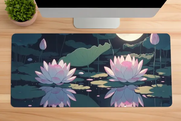 etsy162dikdortgen1 Moon Lotus Gaming oyuncu Mousepad Kaydırmaz Kauçuk Dikişli Kenar 80X30 cm Mousepad