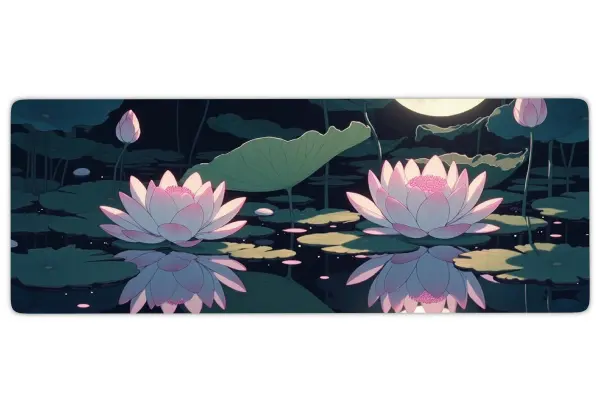 etsy162dikdortgen3 Moon Lotus Gaming oyuncu Mousepad Kaydırmaz Kauçuk Dikişli Kenar 80X30 cm Mousepad