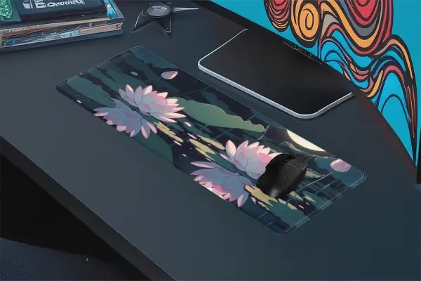 etsy162dikdortgen4 Moon Lotus Gaming oyuncu Mousepad Kaydırmaz Kauçuk Dikişli Kenar 80X30 cm Mousepad