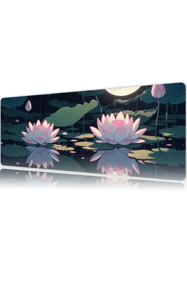 etsy162dikdortgen5 Moon Lotus Gaming oyuncu Mousepad Kaydırmaz Kauçuk Dikişli Kenar 80X30 cm Mousepad