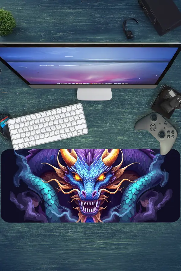 etsy168dikdortgen2 Azure Dragon Gaming oyuncu Mousepad Kaydırmaz Kauçuk Dikişli Kenar 80x30 cm Mousepad